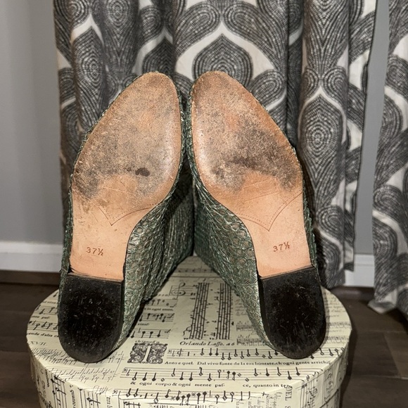 Carlos Falchi Mint Green Python Flat Boots - Picture 7 of 9